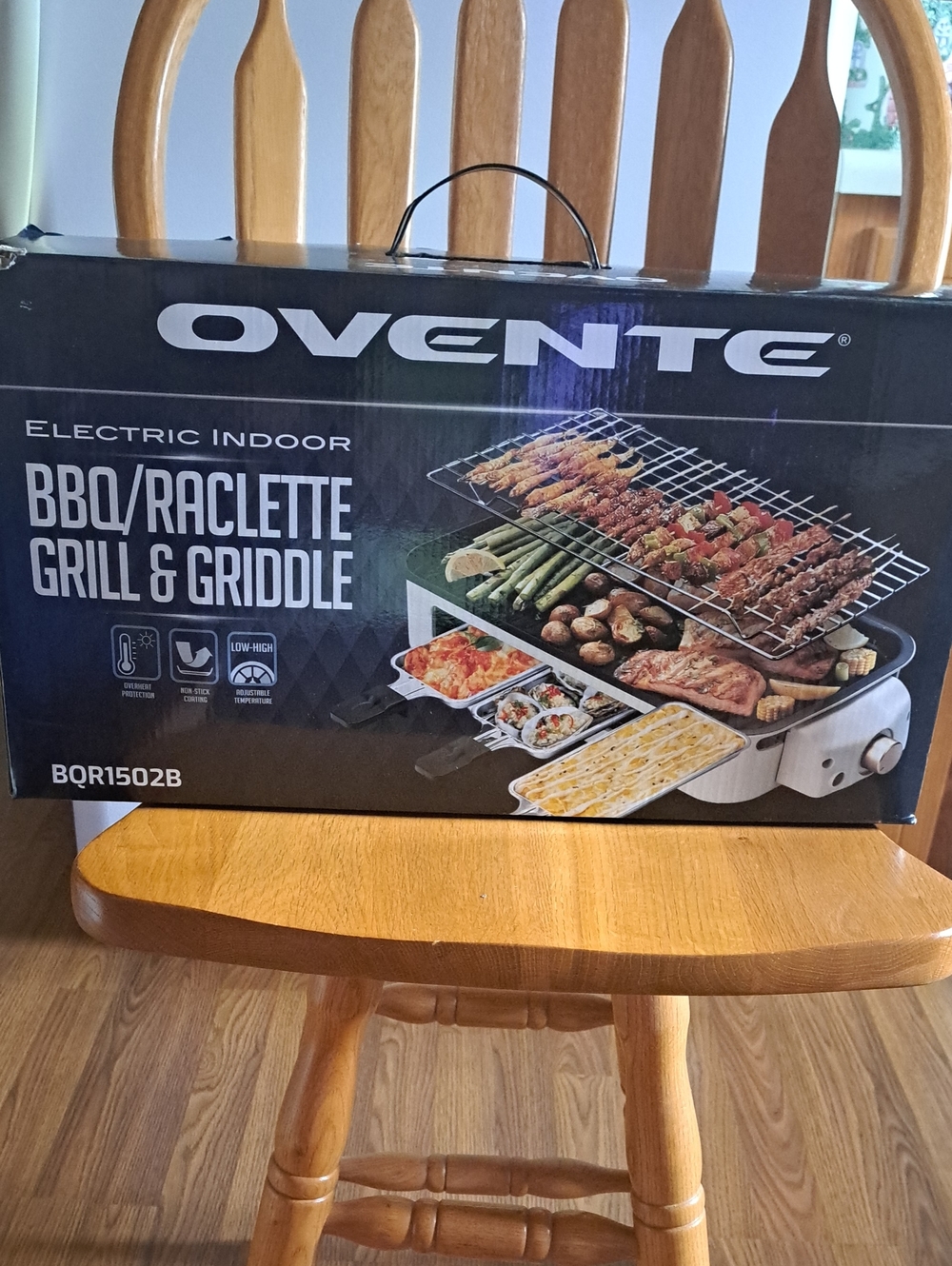 Electric Indoor BBQ Raclette Grill & Griddle - Black